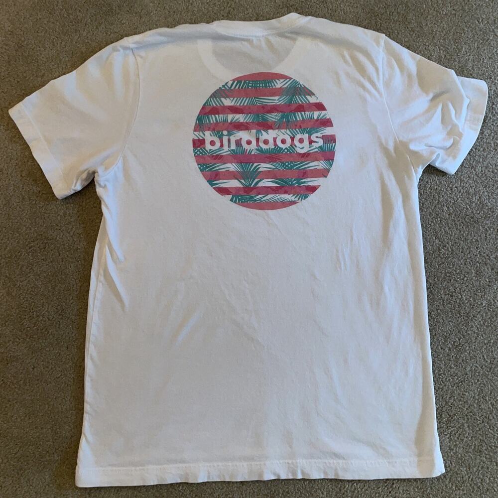 Birddogs Mens Tshirt Size Large White, Pink, Green